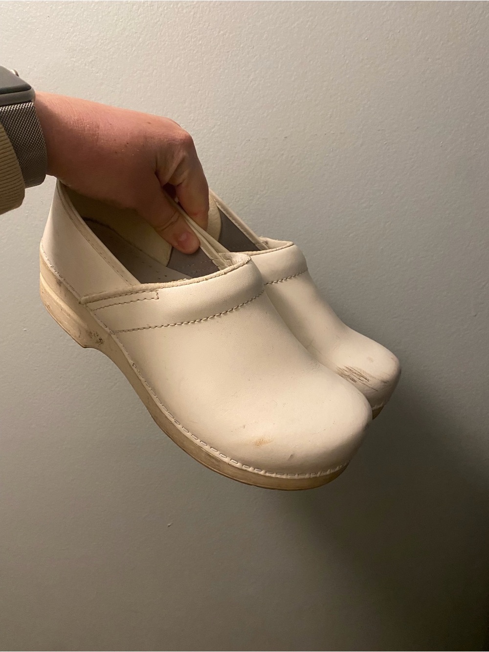 Dansko White Leather Clogs
